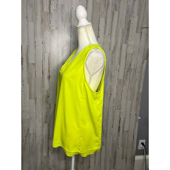 J.Crew Women's Sleeveless V-Neck Blouse Size 12 Neon Yellow Casual - Picture 4 of 6